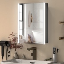 Bathroom Cabinet Adjustable Brightness LED Wall-mounted Black Cabinet Mirrored
