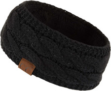 Winter Fuzzy Fleece Lined Thick Knitted Diagonal Stripes Criss-Cross Pattern Hea