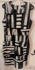 Calvin Klein Women's 8 Black White Gray Abstract Design Sleeveless Sheath Dress