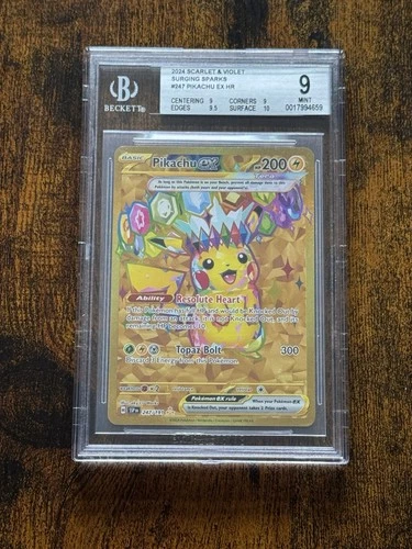 2024 Pokemon SSP EN-Surging Sparks Hyper Rare #247 Pikachu EX BGS 9 MINT