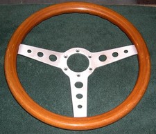Momo 3-spoke Wood And Metal Steering Wheel 13 12 Made In Italy 12-78 Momo 3-spoke Wood And Metal Steering Wheel 13 12 Made In Italy 12-78