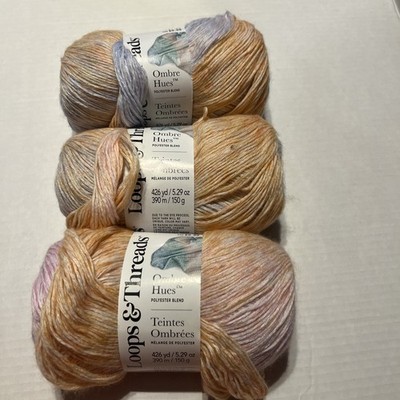 LOOPS & THREADS OMBRÉ HUES YARN 3pk Orange/Pink/Blue