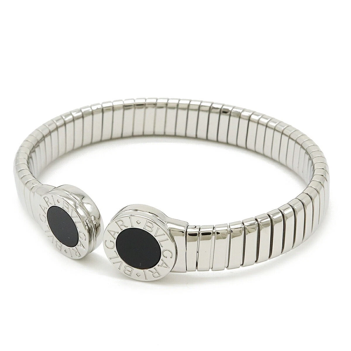 Bvlgari Tubogas Onyx Bangle Bracelet Ss Women Black One Size
