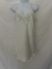 Victoria Secret Gold Label Vintage Ivory Lace Trim Satin Chemise Nightgown Sz S