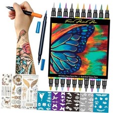 Temporary Tattoo Markers for Skin - Dual Tip 10 Colors Tattoo 10Pcs Dual-Ended 