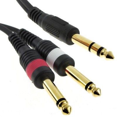 6.35mm Stereo Stecker Zu Doppel 6.35mm Mono Groß Stecker Geschützt Kabel 3M