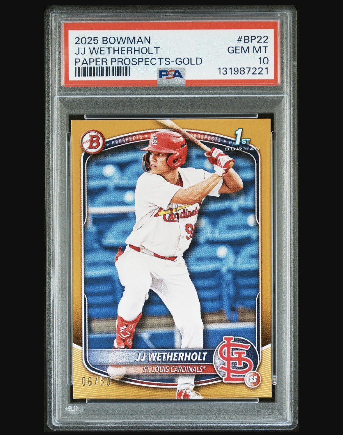 2025 Bowman JJ Wetherholt 1st Bowman GOLD! #BP-22 06/50 Pop 1  Just Graded!!!