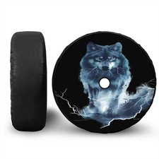 Spare Tire Cover w/ Camera Hole Wolf Design Jeep Wrangler RV SUV 4x4