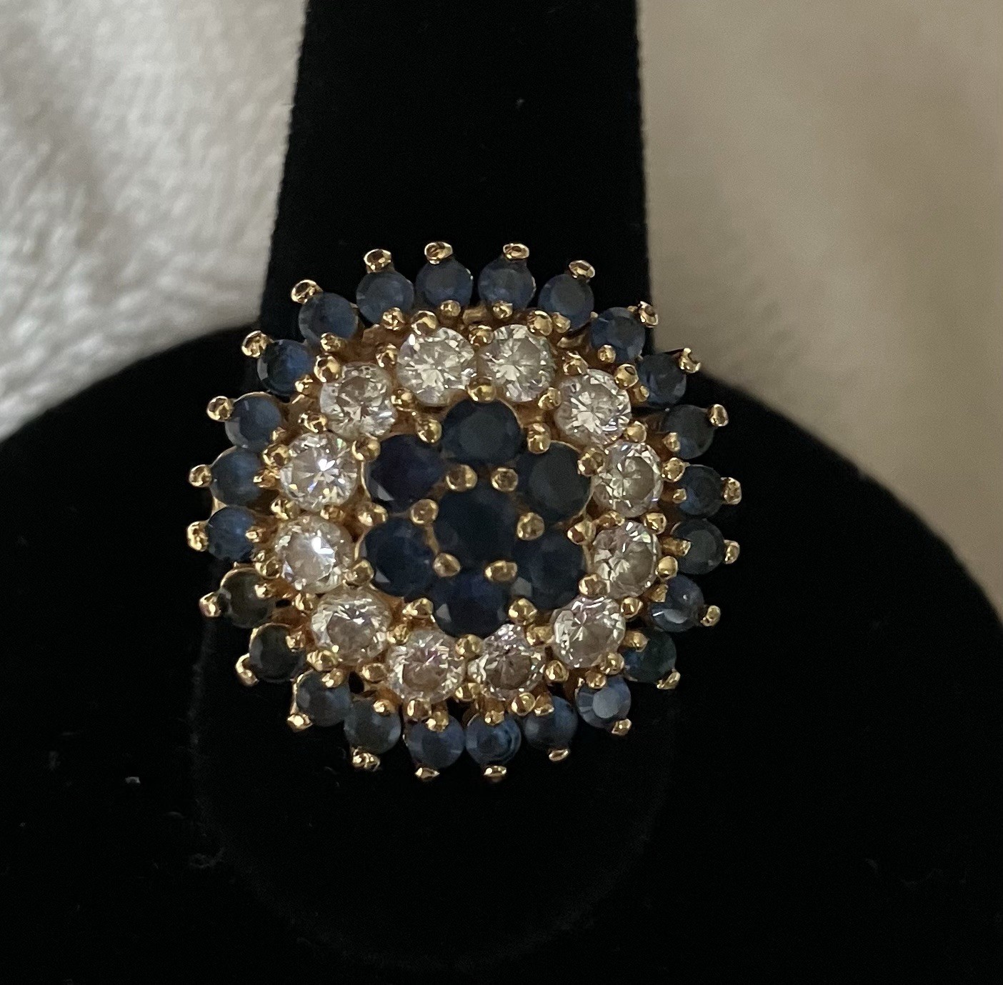 Camrose & Kross JBK Jacqueline Kennedy Vermeil Simulated Blue Sapphire Ring Sz 6