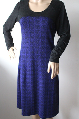 Steinbock Juliet Kleid Merinowolle Langarm Pixel Flora Blau Violett Gr. M Neu!