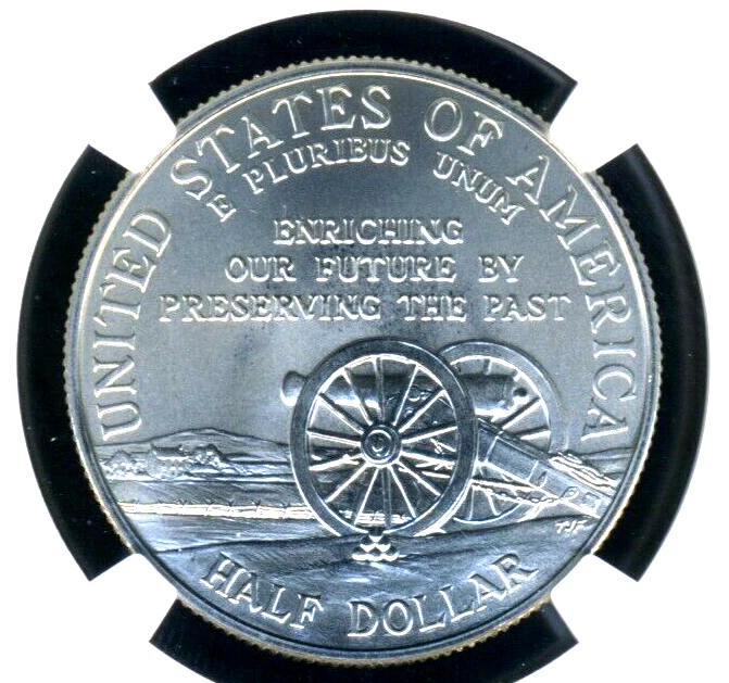 RARE "PICKET FENCE" RIM ERROR  1995-S Civil War 50c NGC MS70 UN-TONED - Image 4 of 4