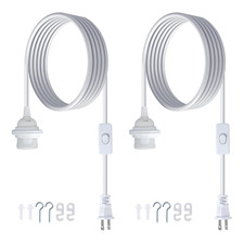 2 Pack Hanging Light Cord, 16FT E26 Plug in Pendant Light Cord with ONOFF Switch