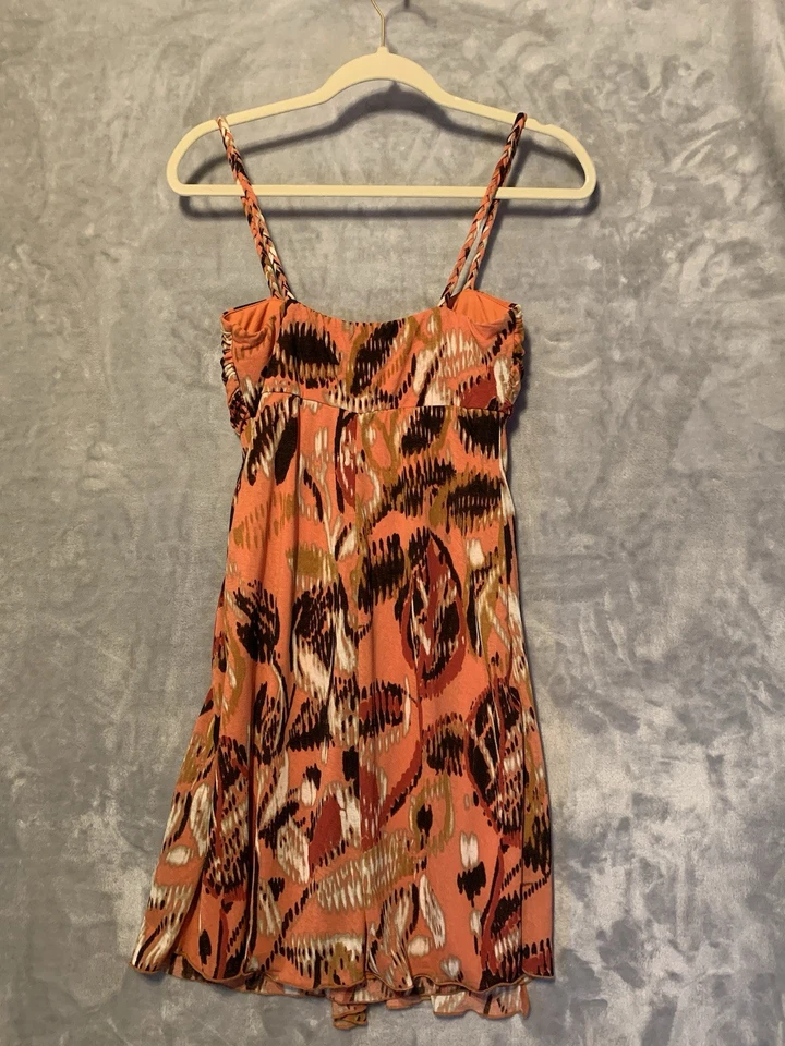 Bisou Bisou Womens Sleeveless Midi Dress Size 8 Orange Lined Festival Y2K 70's - Image 2 of 4