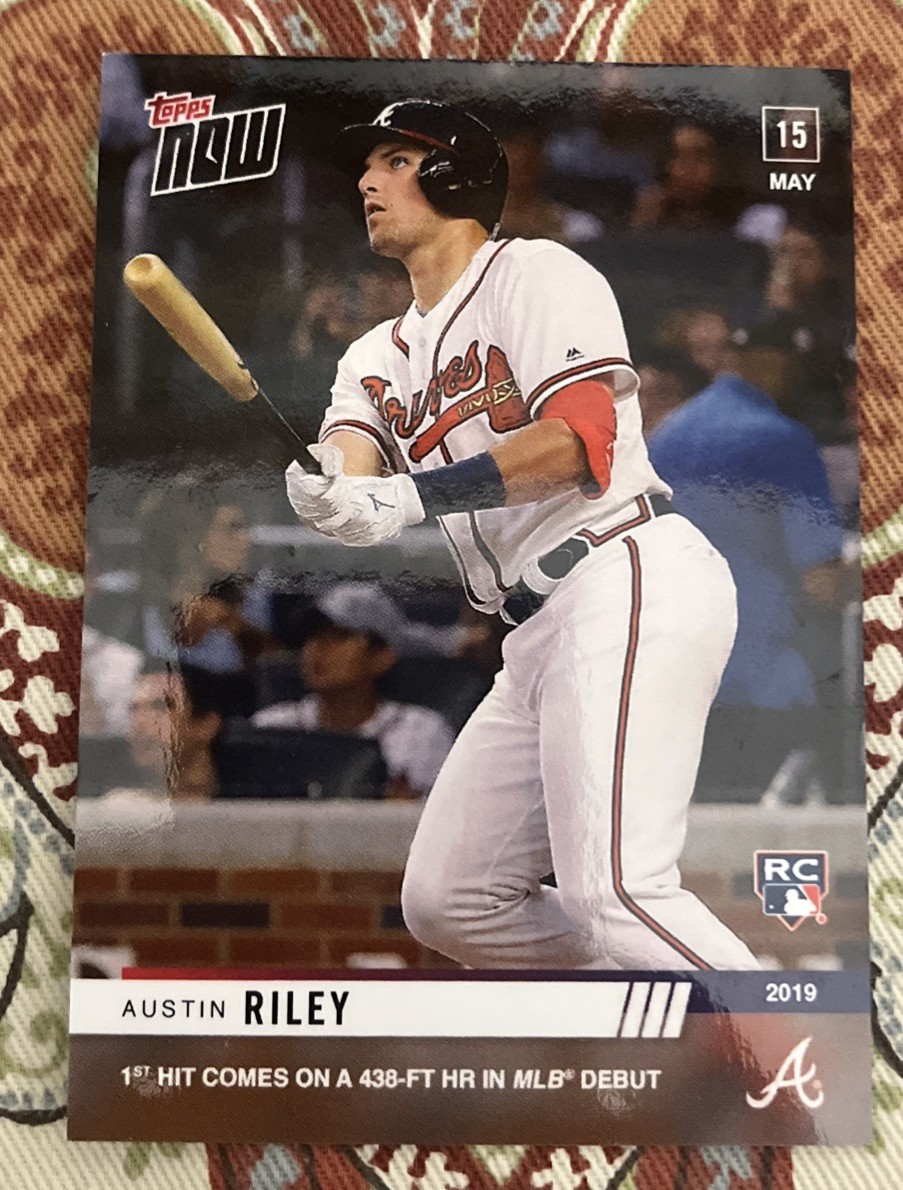 2019 TOPPS NOW #233 AUSTIN RILEY 1ST HIT COMES ON 438-FT HR IN MLB DEBUT