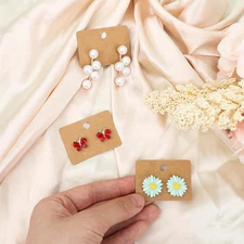 100 Pcs Earring Cards Earring Display Holder Cards Paper Hanging Earrings Tag...