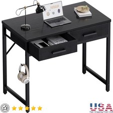 Compact Computer Desk W/ Fabric Drawers Ideal Small Spaces Home Office New