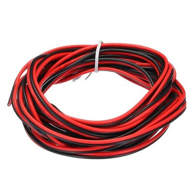 18 Gauge 2 Conductor Parallel PVC Wire, 14.8 Ft 0.09'' Dia Red Black 18 AWG 300V
