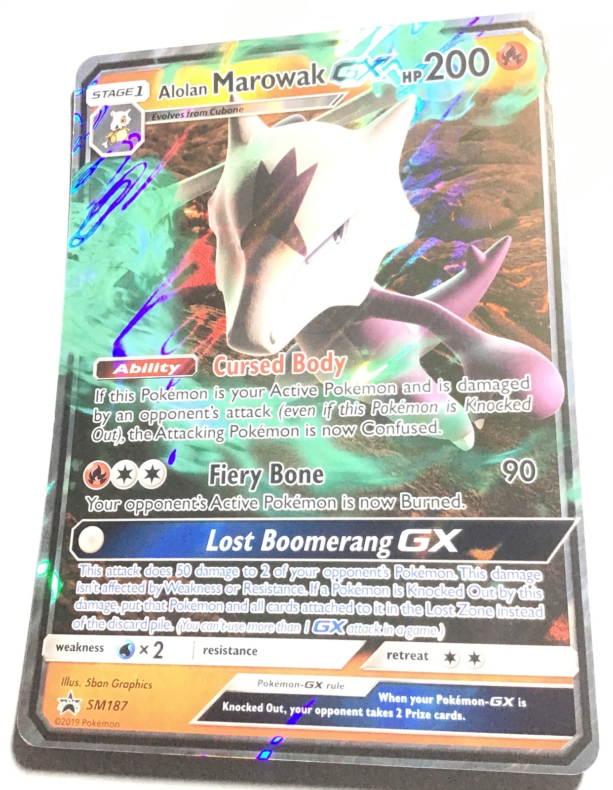 ALOLAN MAROWAK GX - SM187 - OVERSIZED -  SM Black Star Promo - Pokemon Card - NM