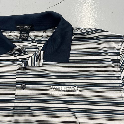 Byron Nelson Wyndham Championship Blue White Golf Striped Polo Shirt Mens Sz XL - Picture 3 of 13