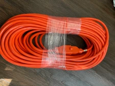 100ft Heavy Duty Outdoor Extension Cord Orange 16 Gauge Waterproof Cord 3 Prong