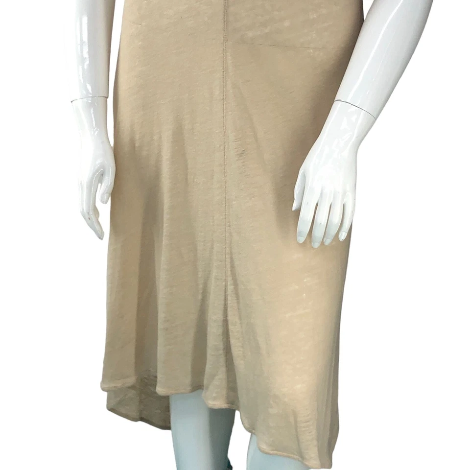 Vestido de verão Calypso St Barth feminino tamanho M gola alta baixa midi bege leve - Imagem 4 de 4