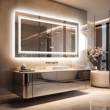 1200x600mm Large LED Bathroom Mirror with Illuminated Lights Fast Anti-fog Touch