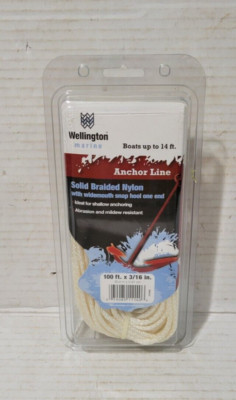 Wellington Marine Anchor Line Solid Braided Nylon 100 ft x 3/16''