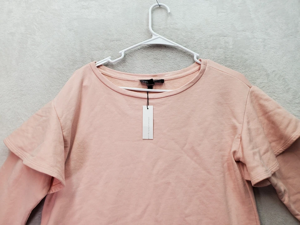 Sudadera Sanctuary para mujer pequeña rosa 100 % algodón manga larga cuello redondo Foto 3 de 4