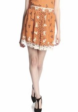 160 Vintage Anna Sui Feline Cat Runway Skirt Bird Lace 2 Pristine