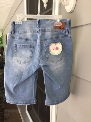 YMI Bermuda Distressed Jeans Shorts Girls 14 Stretch Denim NEW - Picture 11 of 14