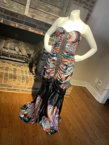 Tiffany Designs Meerjungfrau Kleid Größe 6 trägerlos Perlen gepolstert Top Neu mit Etikett wunderschön - Bild 1 von 9