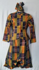 Women Clothing African Kente Print Ankara Dress Jaxket Set Suit M 36" around