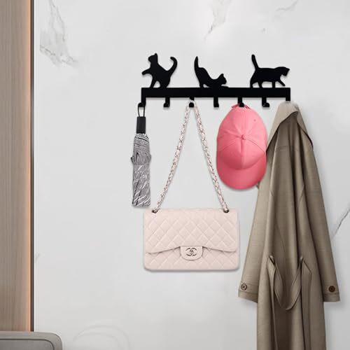 Key Holder for Wall Decorative, Metal Key Holder, Key Organizer Black Cat Hooks - Picture 4 of 7