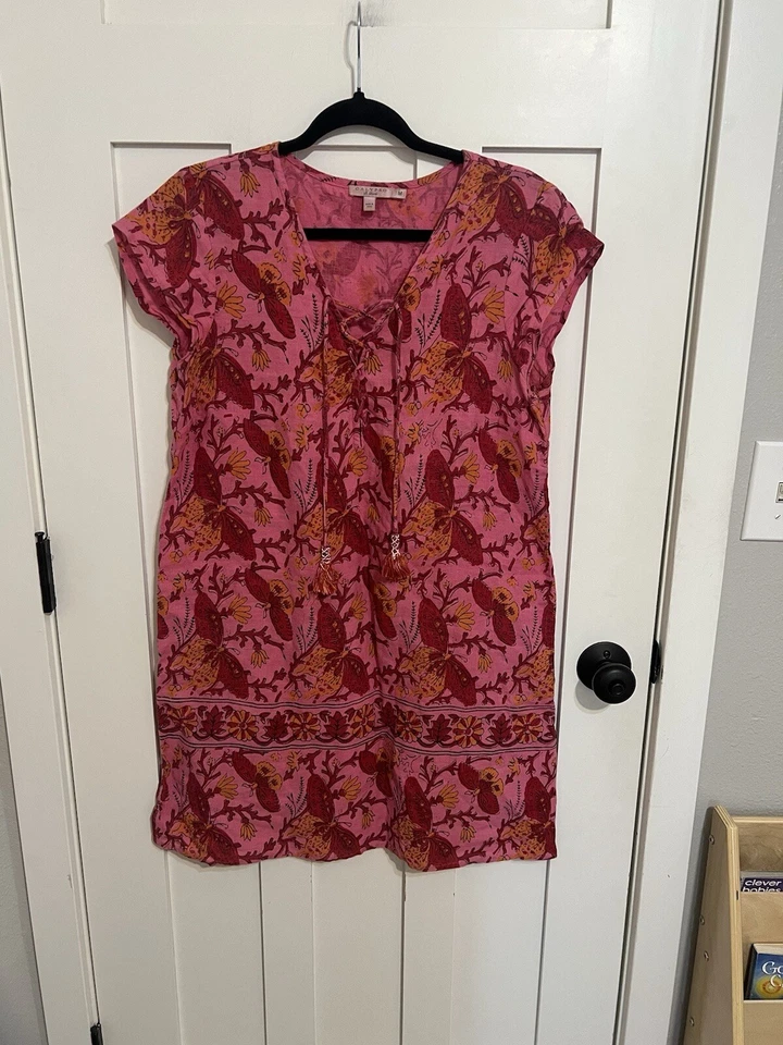 Calypso St. Barth 100% Linen Butterfly Mini Shift Dress Size Medium - Image 2 of 4