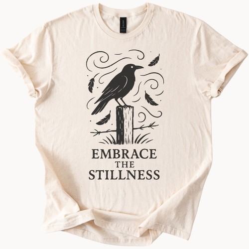 Raven Stillness Tee Bird Graphic Shirt Nature Gift Crow Top
