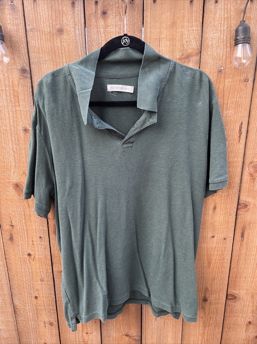 Outerknown Polo Shirt Men's XL Green Hemp Organic Cotton Short
