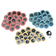 60 PCS 2” Roll Lock Surface Conditioning Die Grinder Sanding Discs Set w/ Holder