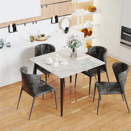 Luxurious Dining Table 4 Seater Marble Kitchen Tables White 80cm Cafe Restaurant - Picture 5 of 36