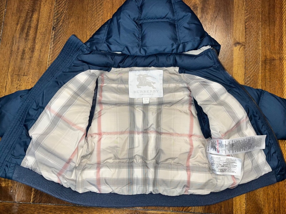BURBERRY BABY BOYS BLUE PUFFER COAT SIZE 12M EXCELLENT COND
