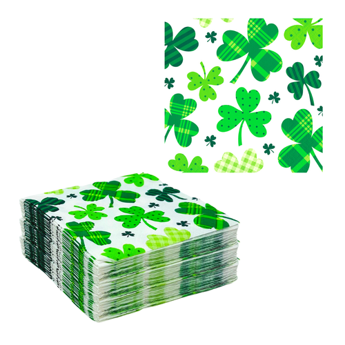St. Patrick’s Day Shamrock Disposable Paper Beverage Cocktail Napkins – 32 Count