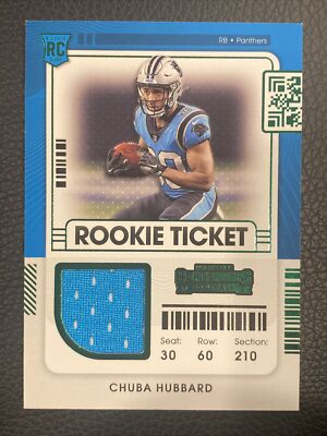 2021 Panini Contenders Chuba Hubbard Green Rookie Ticket Patch RC 