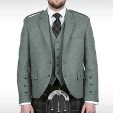 New Lovat Green Argyle Jacket Scottish Traditional Wool Scottish Kilt Jacket