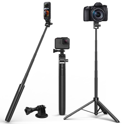 63in Selfie Stick Tripod for Gopro Camera Long Extendable Tripod Stand