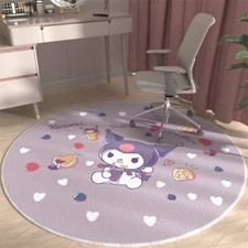 Kuromi Round Floor Mat Computer Chair Floor Mat Carpet Crystal Velvet Multi Size