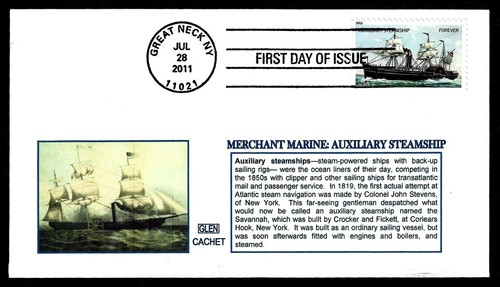 USA, SCOTT # 4548-4551, SET 4 GLEN FDC COVERS VARIOUS MERCHANT MARINE SHIPS 2011 - Picture 3 of 5