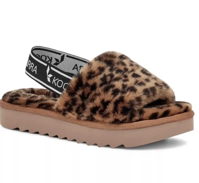 Sandali invernali Koolaburra di UGG cinturino posteriore Fuzz'n II ghepardo taglia US 6