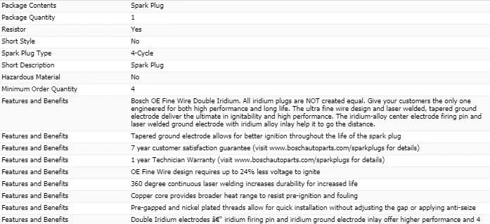 8 piezas bujías Bosch doble iridio para Nissan Titan 2004-2006 V8-5,6 L Foto 4 de 4