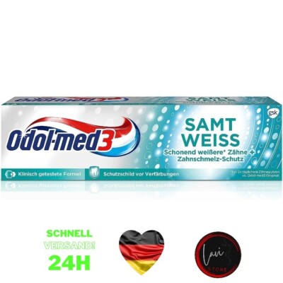  Odol-med3 Samtweiss Zahncreme Zahnpasta Zahnpflege für weiße Zähne 3x 75ml  