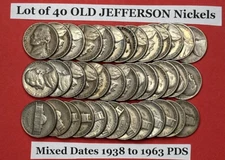1939-1964 Jefferson Nickels Lot of 40 OLD  U.S. Collectors Coins ~ MIXED DATES