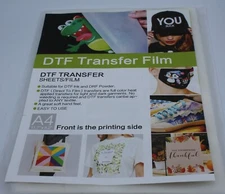 DTF Transfer Sheets/Film  8.2" X 11 .7" 50 Sheets A4 For Use on Any Fabric